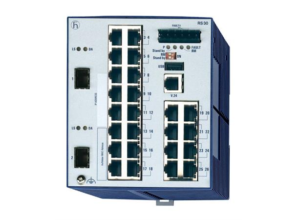 OpenRail RS30 24xTX 2xGIGA (SFP+SFP) -40-70°C 9,6-60VDC Enhanced